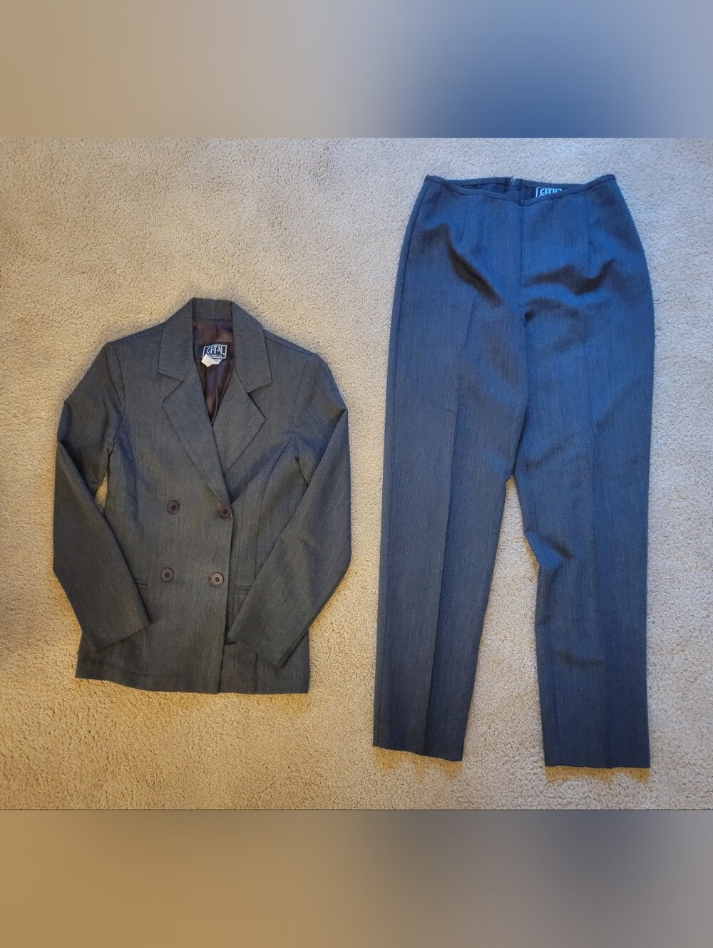 CITY Triangles Womens Dark Gray Double-Breasted Pants Suit - Size 5
